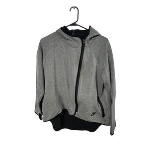 Nike Asymmetrical Zip‎ Hoodie XL Gray Performance Fleece Athleisure Thumbholes